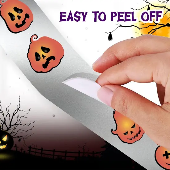 Halloween Round Pumpkin Stickers in 7 Designs {4}