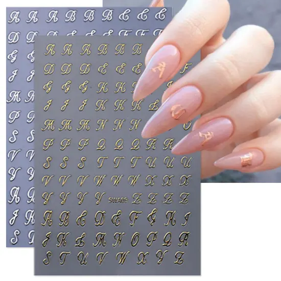 8 Sheets Retro English Letters Nail Stickers {2}