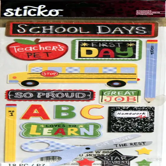 Sticko School Large Icons And Words Stickers {1}