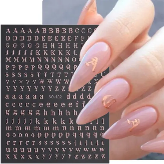 8 Sheets Letter Nail Stickers Gold Silver English {3}
