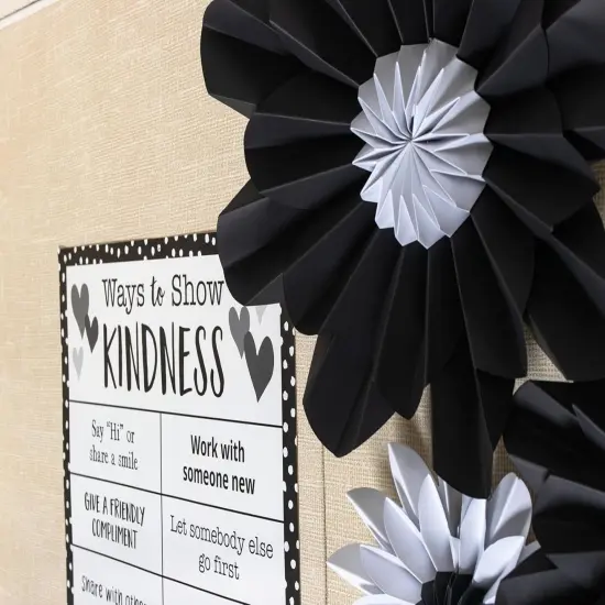 Black and White Paper Flowers Premade Decorations {4}
