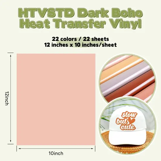 22 Sheets 12 * 10inches HTV Dark Boho Iron on Vinyl for T-Shirts {2}