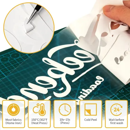 Heat Transfer Vinyl-12&rdquo; x 35FT White Iron on Vinyl Roll for Shirts {3}