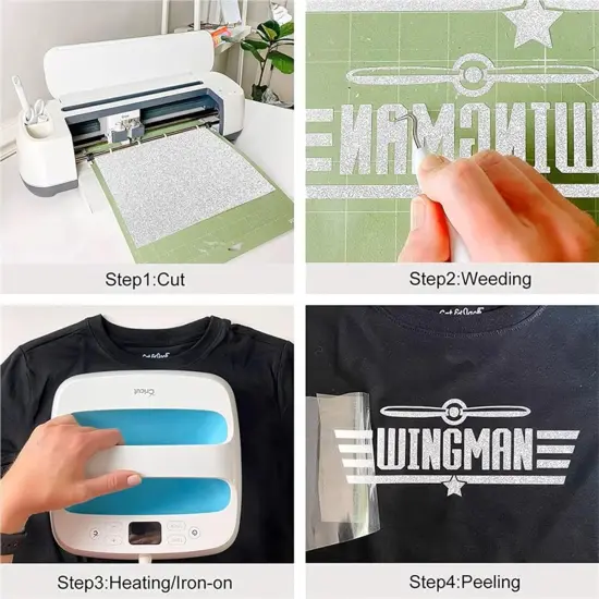 Glitter Heat Transfer Vinyl for T Shirts, 12" x 8 FT Glitter Black Iron on, Outlast 50+ Washes {3}