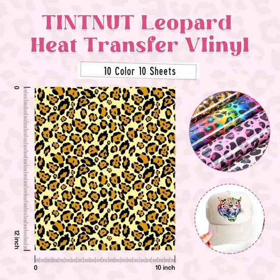 10 Sheets 12 X 10 Inches Cheetah Heat Transfer Vinyl-Leopard HTV Heat Transfer Vinyl {2}