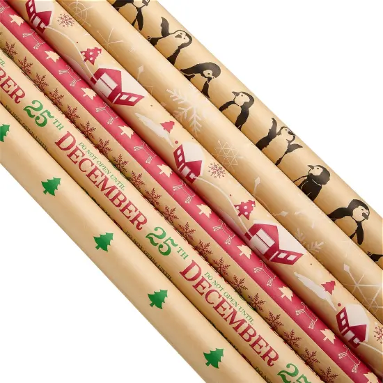 Christmas Wrapping Paper, 6 Kraft Holiday Designs (30 x 120 In, 6 Pack) {1}