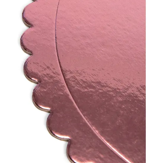 Rose Gold Foil Cake Boards, Scalloped Dessert Base (10 Inches, 12 Pack) Pink {4}