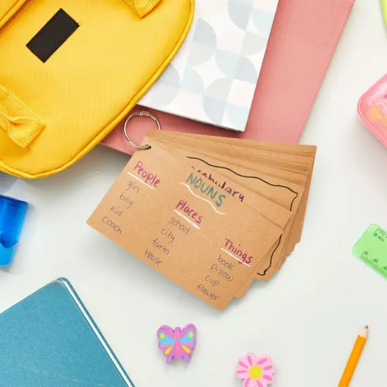 Blank 3x5 Kraft Paper Index Cards, Note Cards for Home, Office, Recipes, School Learning, Studying, Crafts, DIY, Standard Size Heavy Weighted Card Stock (100 Pack), Brown {2}