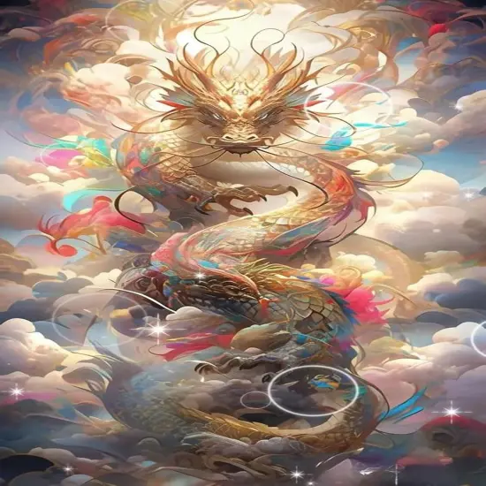 Golden Dragon Diamond Painting Kit - 12X20 Inch (G3944) {1}