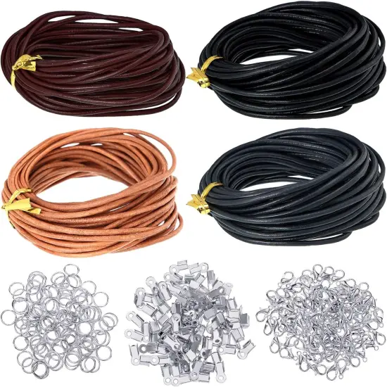 254 Pcs Round Leather Cord for Jewelry Making Kit {1}