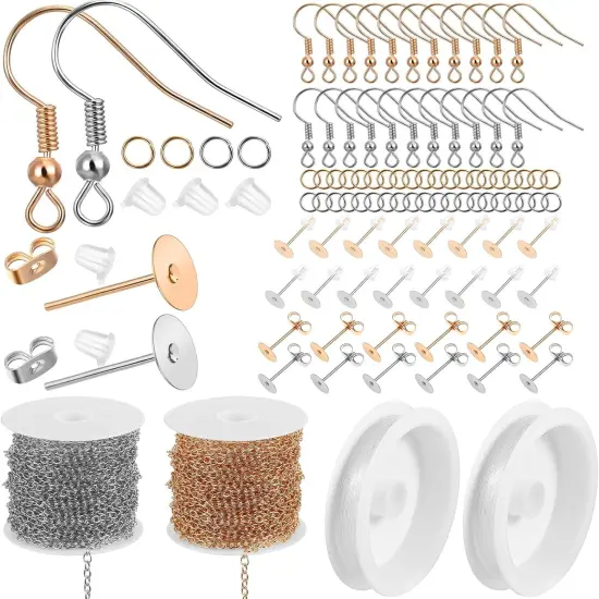 1500 Pcs Earring Hooks Making Kit(Gold, Silver) {1}