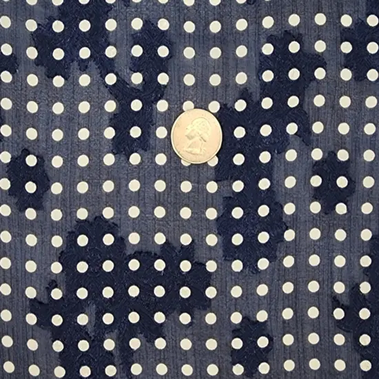 1 Yard Navy Floral Jacquard Chiffon Fabric 57/58" Wide Lightweight Sheer Polyester for Dresses & Apparel {4}