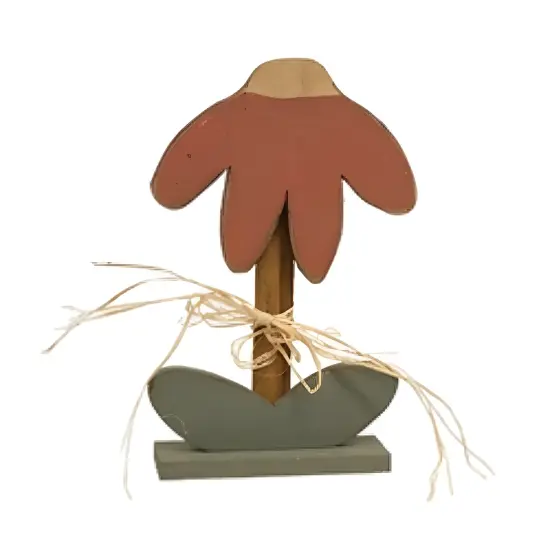 Wood Drooping Daisy Figurines Set with Raffia Bows, Rustic Decor 4 Asstd. {6}