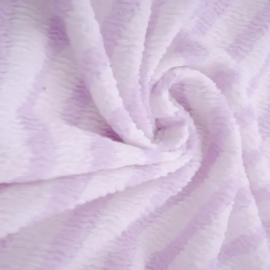 1 Yard Bubble Jacquard Stripe Fabric, 230 GSM Polyester Spandex Blend 54/55" Width IVORY/LAVENDER {3}