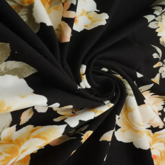 DTY Brushed Floral Print Fabric 1 Yard Soft Stretch Flowy Texture 58/60" Wide IVORY {2}