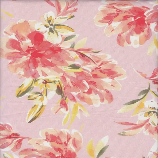 1 Yard DTY Floral Digital Print Fabric, 180 GSM Polyester Spandex Blend 58/60" Width PEACH {1}