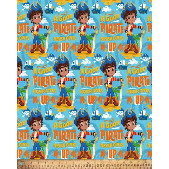 Santiago of the Seas Good Pirate Nickelodeon Licensed By David Textiles Digital Cotton Print Fabric | By the Yard | Sewing and Crafting | 44 inches wide {1}