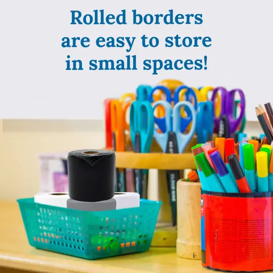 Carson Dellosa 260Ft Gray, Black and White Bulletin Board Borders, 4 Rolls of Scalloped Bulletin Board Border for Bulletin Board, White Board, Office D&eacute;cor, Classroom D&eacute;cor, Black and White D&eacute;cor {4}