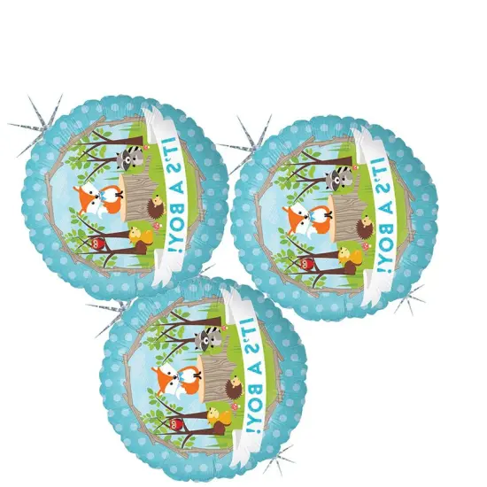 18" Woodland Baby Boy Foil Balloon Forest Themed Baby Shower Decor {5}