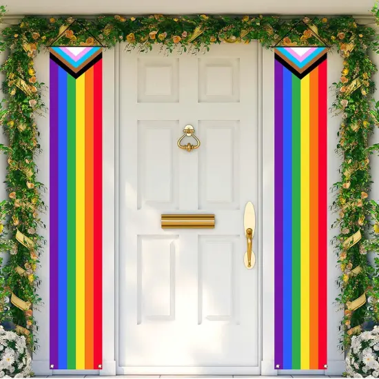 Pride Porch Banner Rainbow Gay Pride Decoration Outdoor Happy Pride Decorations Front Door Sign Wall Hanging LGBT Decoration for Home Office Party Favors and Supplies {1}