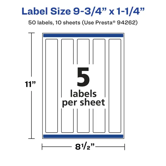 Avery Glossy Clear Rectangle Labels with Sure Feed, 9.75" x 1.25" {5}