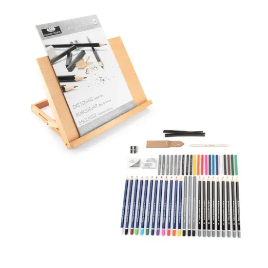 REA5502 | Sketch & Draw Flat Easel Art Set - 56pc {4}