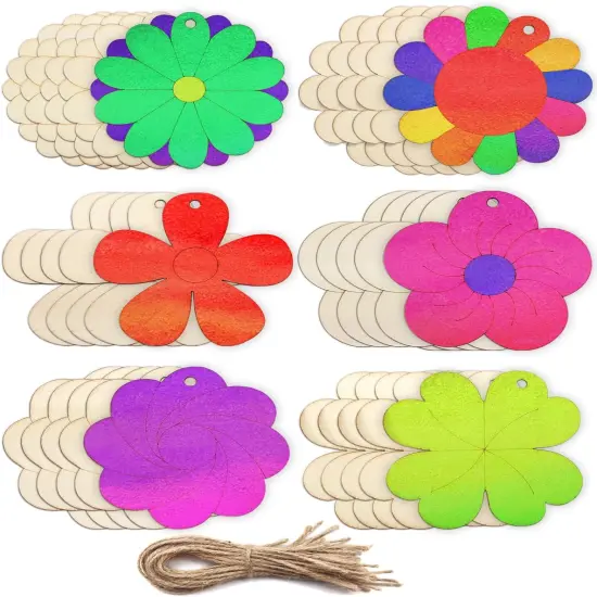 30 Pieces Flowers Wood Cutouts Floral {1}