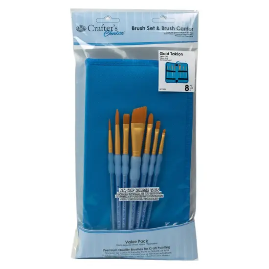 RCC-508 | Crafter's Choice&trade; 8pc Golden Taklon Blue Keep N' Carry Brush Set {1}