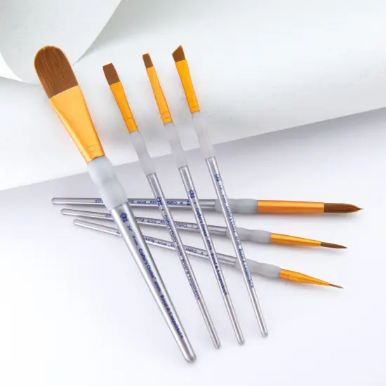 RCC 409 | Crafter's Choice&trade; 7pc Brown Taklon Variety Brush Set {5}