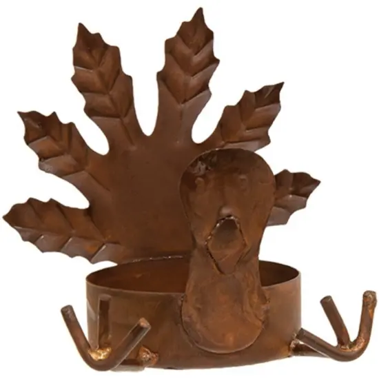 Fall Turkey Tealight Holder Rustic Metal Candle Decor for Autumn Display {1}