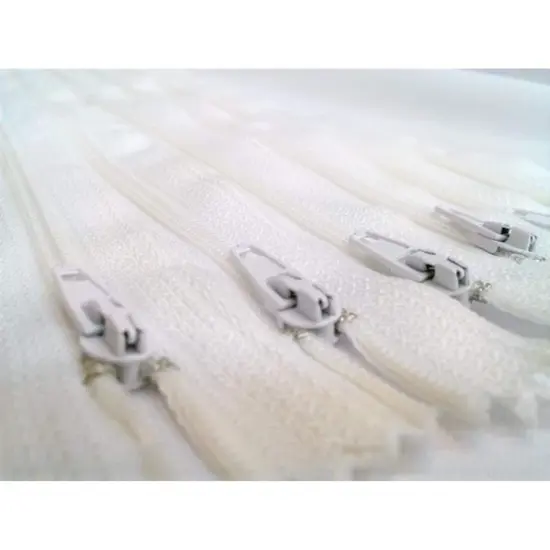 White Generic Nylon Zippers #3 Coil Closed Bottom {4}