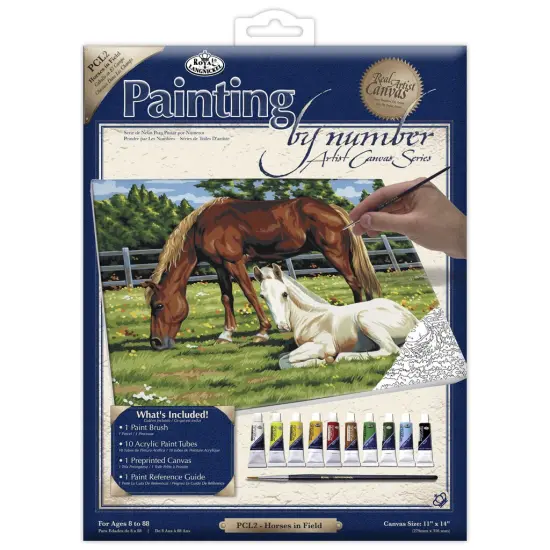PCL2 | Painting by numbers&trade; 13pc 11" x 14" Horses in Field Canvas Painting Project {1}