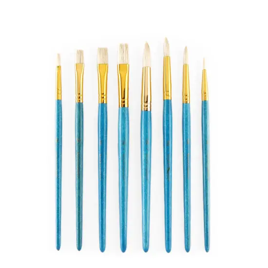 RSET-9154 | 8pc White Bristle Round/Flat Brush Set {2}
