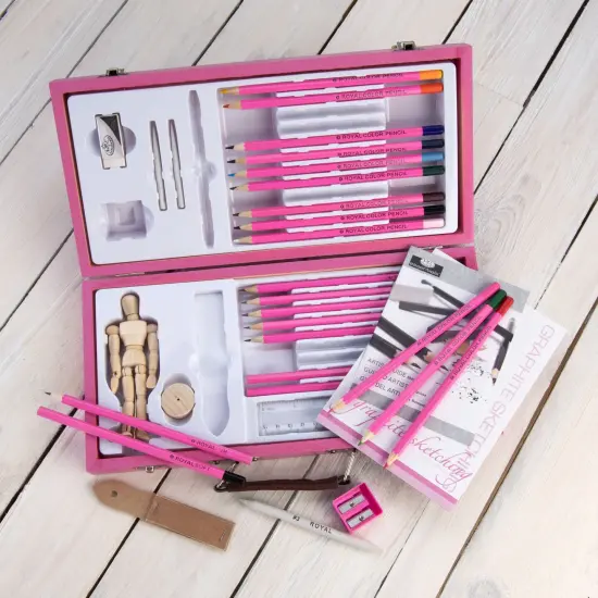 PA-DS3000 | Pink Art&trade; 32pc Beginner's Sketching & Drawing Travel Art Set {2}