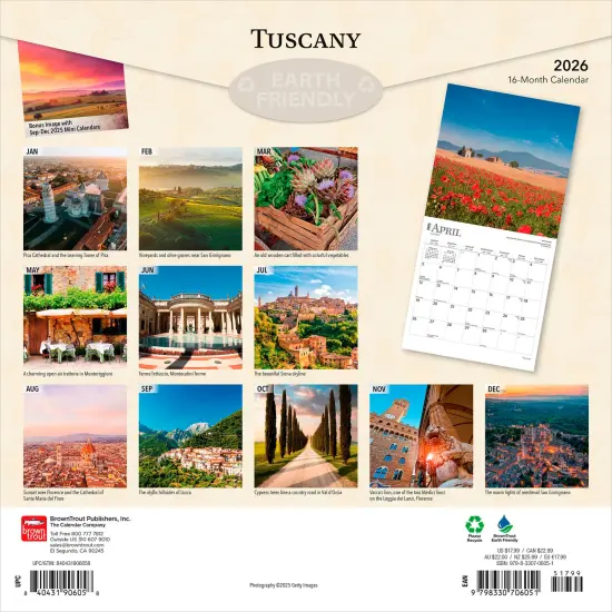 Tuscany | 2026 12 x 24 Inch (Hanging) Monthly Square Wall Calendar | Plastic-Free {2}