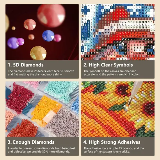 Gnome Diamond Art Kits for Adults, National Flag Flowers Diamond Painting Kits for Beginners, DIY 5D Full Drill Crystal Rhinestone Fireworks Gem Art Craft Home Decor 12x12 Inch {4}