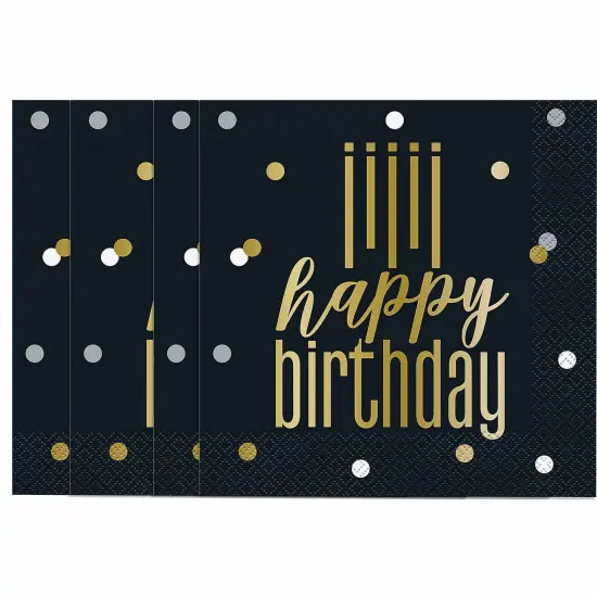 Metallic Happy Birthday Luncheon Napkins 16 Ct {4}