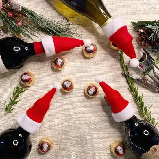 Wrapables Mini Santa Hat Silverware Holders, Wine Bottle Hats, Table Decor (Set of 12) {6}