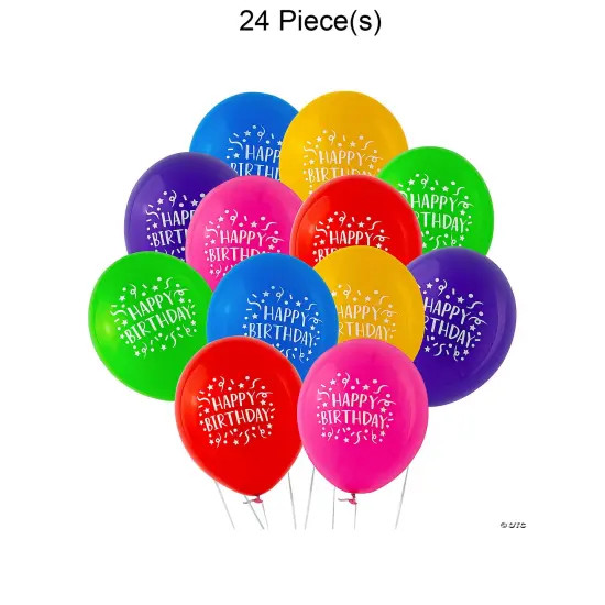 11" Bright Happy Birthday Latex Balloons 24 Pc. {1}