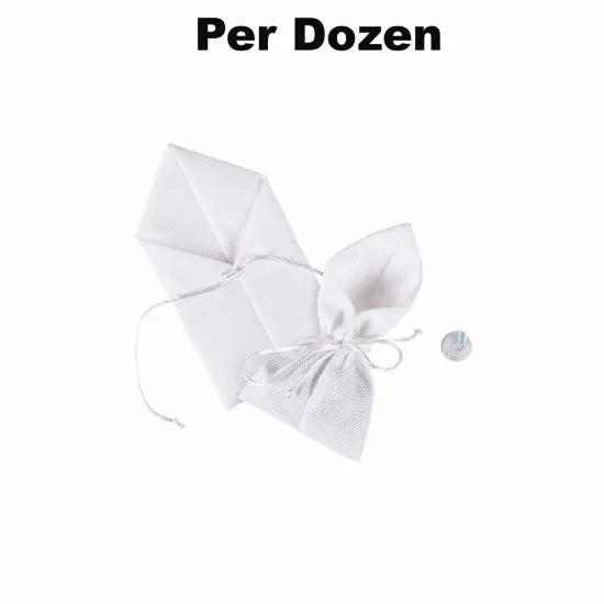 Large Burlap Drawstring Treat Bags - 12 Pc. White {1}