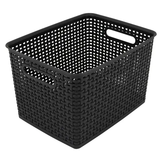 Plastic Weave Bin, Large, Black {1}