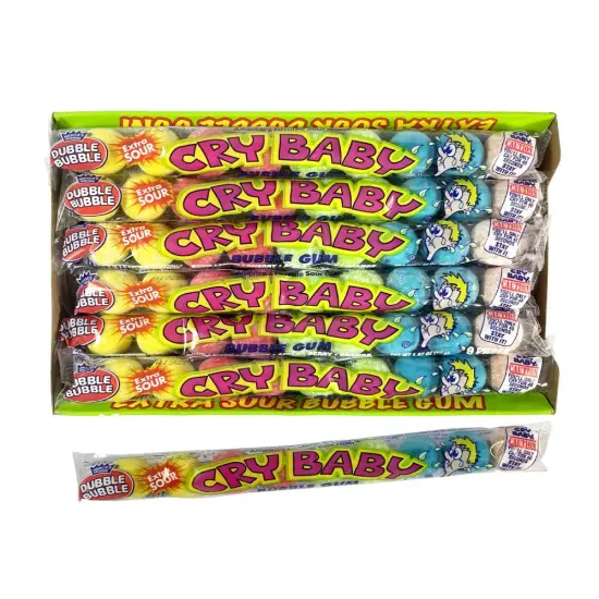 Cry Baby Extra Sour Bubble Gum 1.06Oz 24Ct 9 Pc Tub {2}