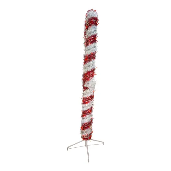 Kurt Adler 6-Foot Pre-Lit Red and White LED Tinsel Candy Cane {2}