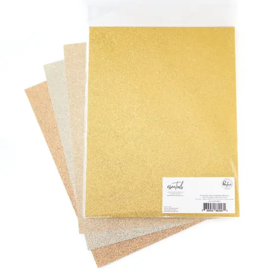 Pinkfresh Studio Essentials Glitter Cardstock 8.5"X12" 12/pk-Metallics, 3 of each color {1}