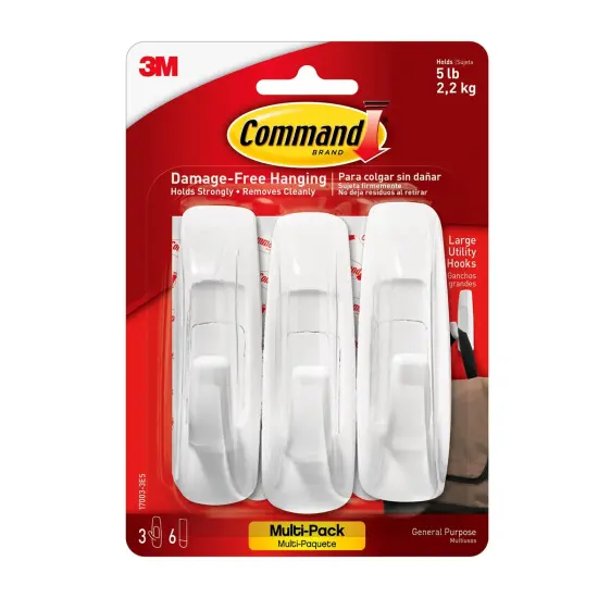 Command&trade; Large Utility Hooks Multi-Pack, 3 Count {1}