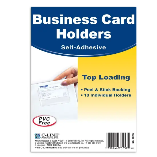 Self-Adhesive Business Card Holder, Top Load, 2" x 3-1/2", Pack of 10 {1}
