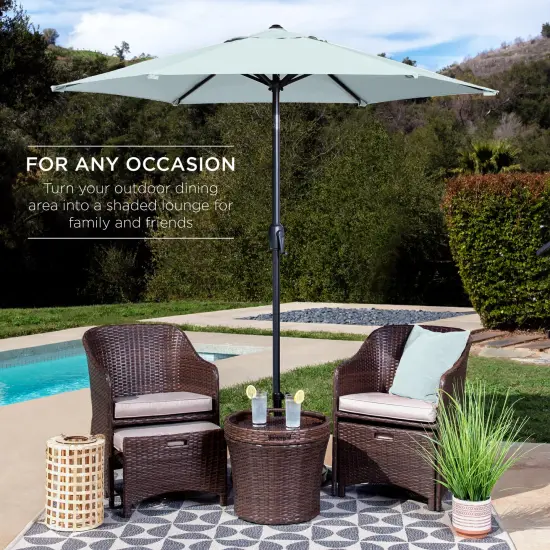Best Choice Products 7.5ft Heavy-Duty Outdoor Market Patio Umbrella w/ Push Button Tilt, Easy Crank Baby Blue {3}