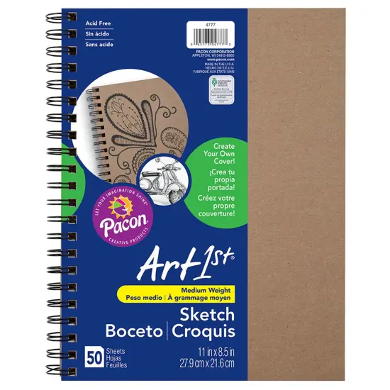 Create Your Own Cover Sketch Diary, Natural Chip Cover, 11" x 8-1/2", 50 Sheets {1}