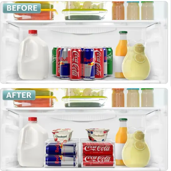 Sorbus Skinny Soda Can Organizer with Lids 2 Pack - Stackable Slim Can Holder Drink Dispenser {5}