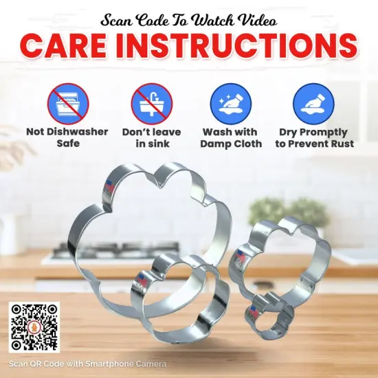 Paw Print Cookie Cutters 4 Pc Set. USA Tin Plate Steel - By CookieCutter.Com {4}